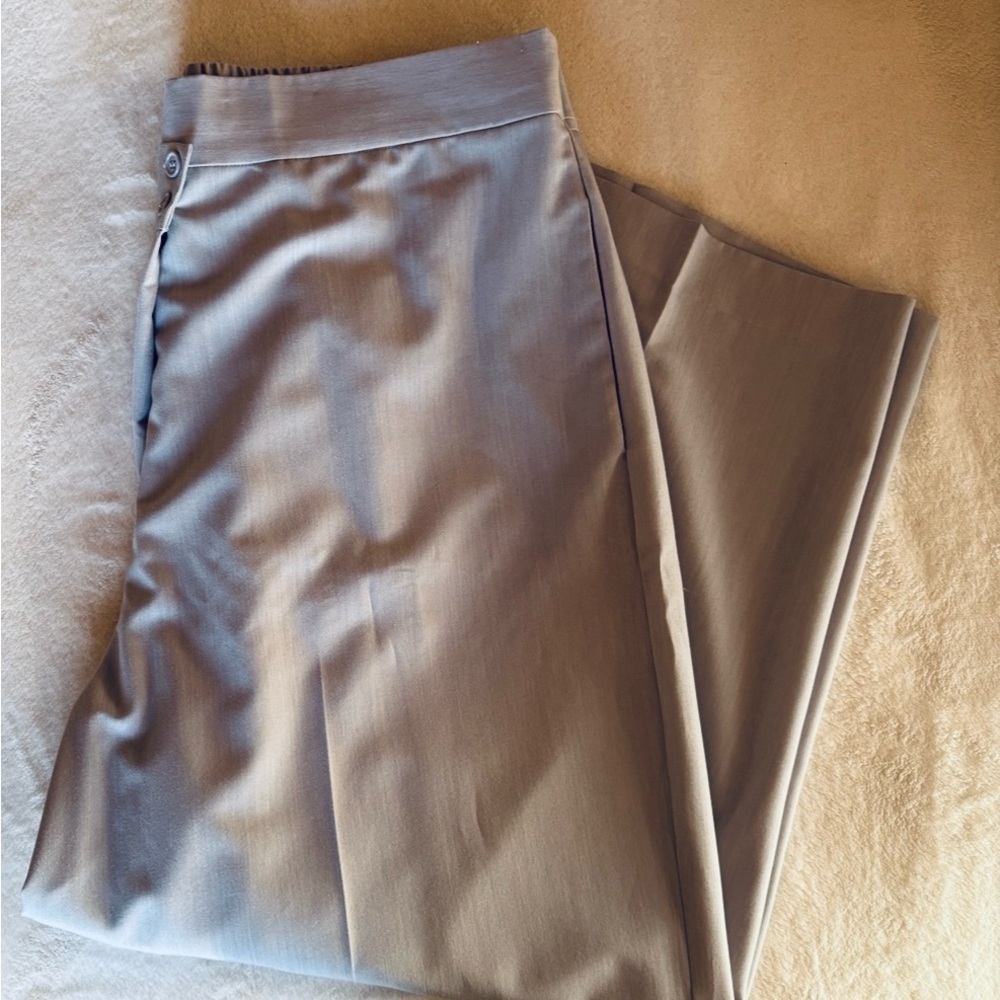 Eloquii High Waisted Luxe Career Suit Trousers Pants Full Wide LEG Gray Sz 20